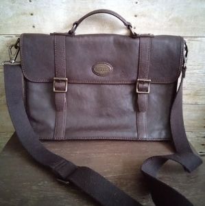 Unisex Fossil Leather Messenger Bag